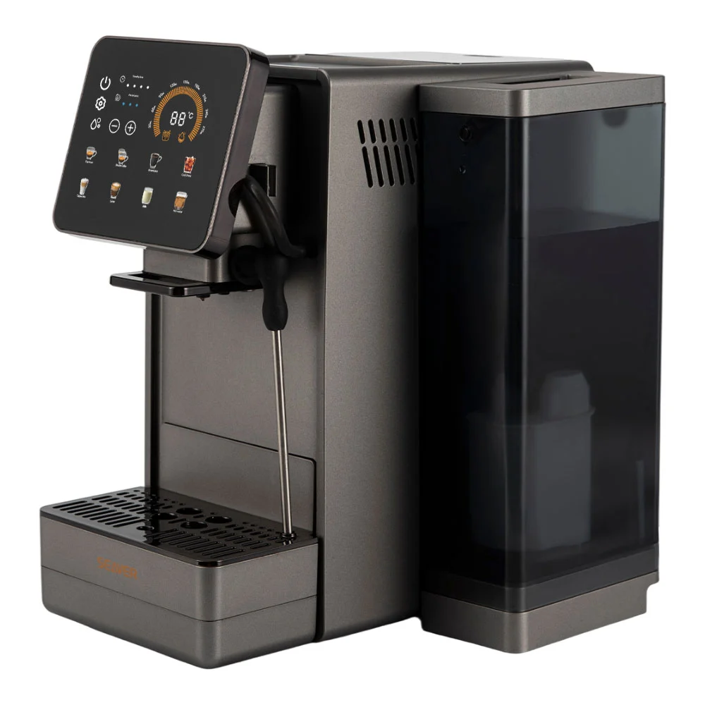 Máquina de café comercial con pantalla táctil